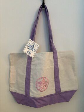 TRADER JOE'S | Authentic Lavender Large Canvas Tote Bag NWT | Limited-Time 2026